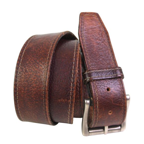 Mexico BROWN GENUINE LEATHER 1 1/2"Wd STITCHED DRESS MEN'S BELT Sz 42/105 (E57 - Picture 1 of 11